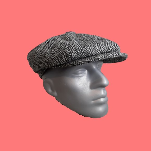 PEAKY BLINDERS Hartside Harris Tweed® Newsboy Cap HS28 in GRAY-BLACK - PICK SIZE - Picture 1 of 12